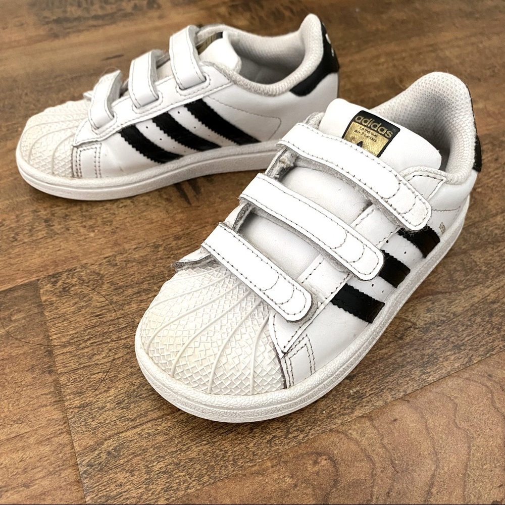 Kids adidas superstar sneakers. Velcro. Great used condition.